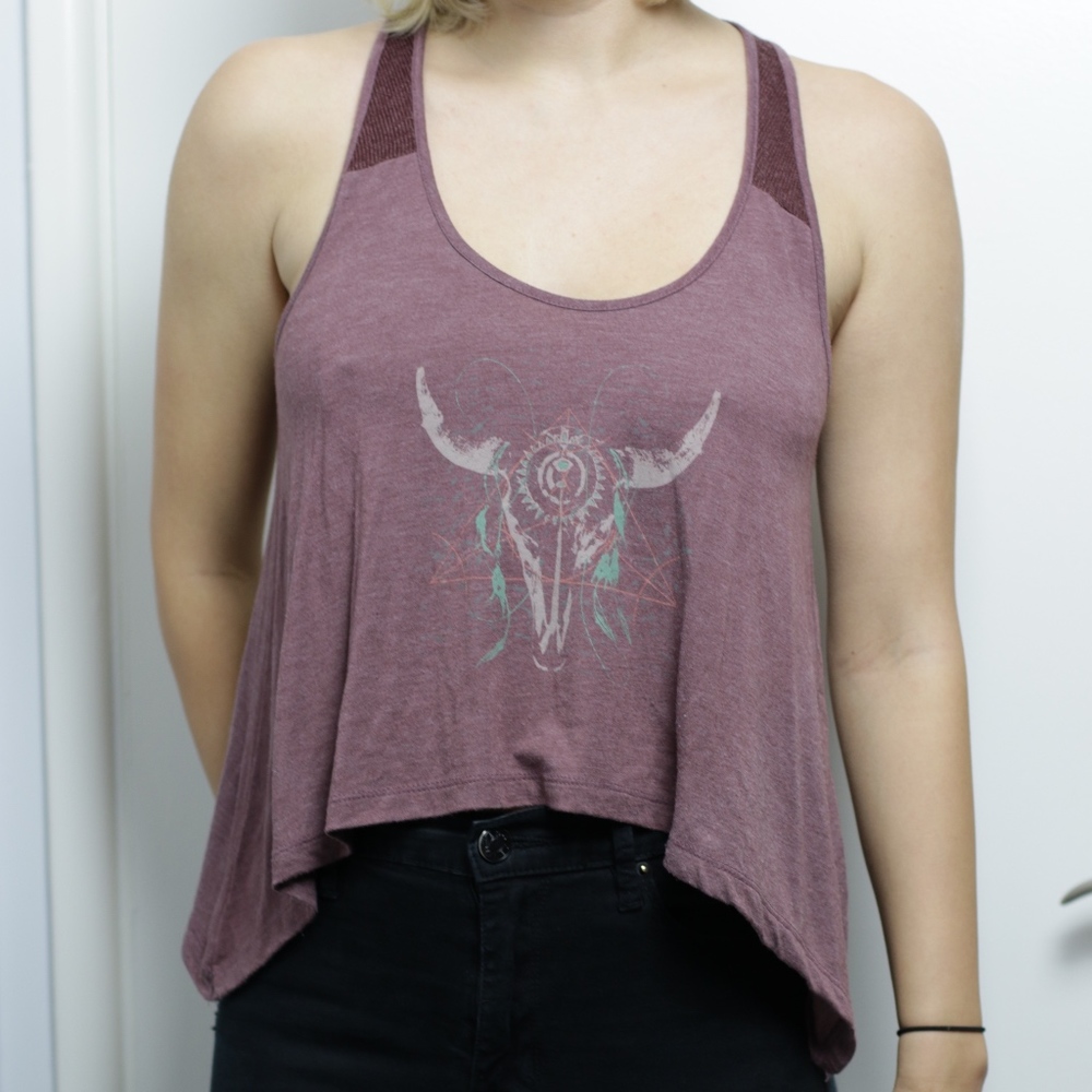 Purple Bull Graphic Cropped Tank Top